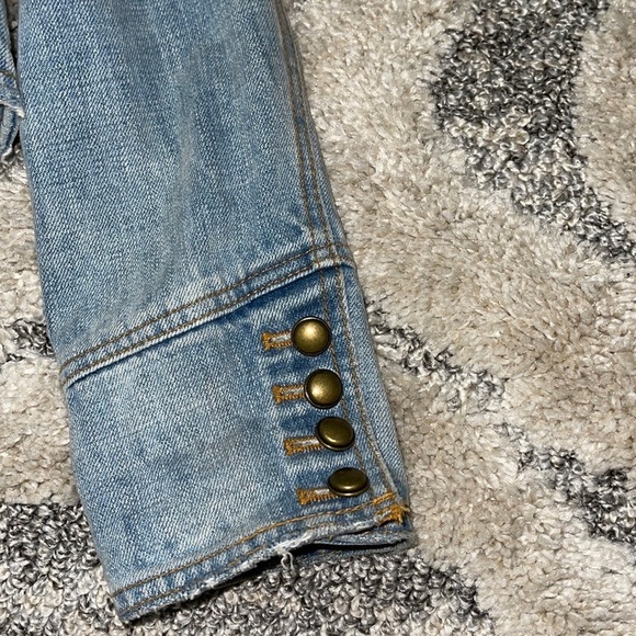 NWOT Free  People Ferry  Double Breasted Distressed  Denim Jacket - Picture 3 of 16